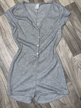 Grey button up romper